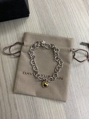 David Yurman Sterling Silver Two-Tone Heart Cable Bracelet